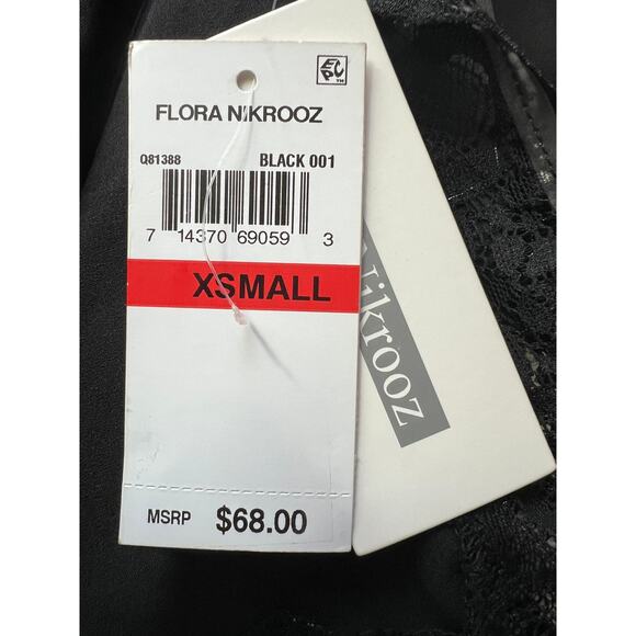 FLORA NIKROOZ WOMENS XSMALL GABBY SATIN LACE CHEMISE NIGHTGOWN BLACK NEW - Picture 12 of 13